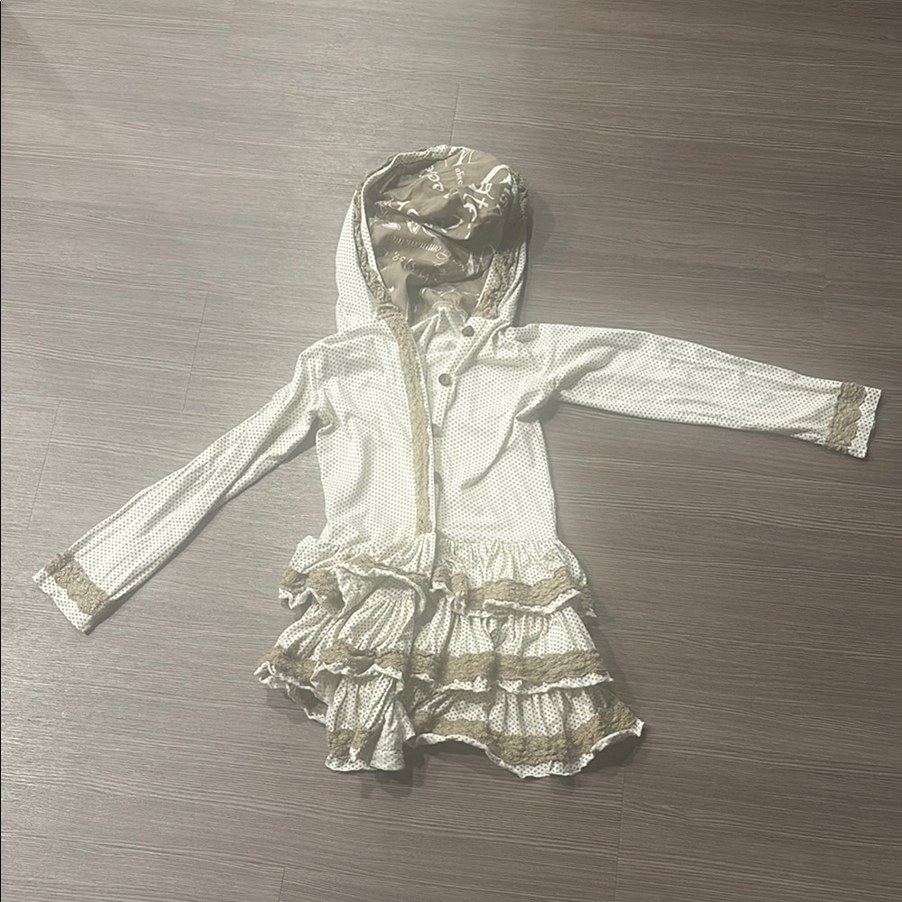 Mustard Pie Cream and Tan Hooded Sweatshirt Dress